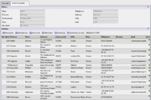Librial : liste des clients particuliers avec filtres